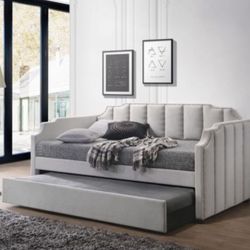 Brand New Dove Gray Velvet Daybed