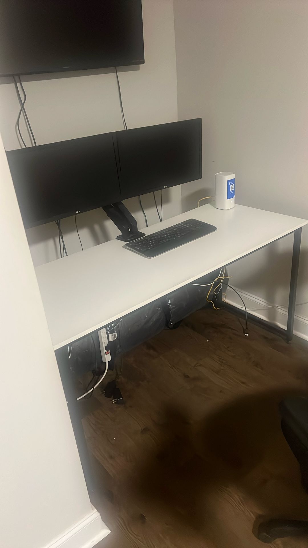 Two LG Monitors And Desk
