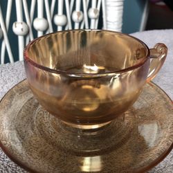 Carnival Glass Vintage Cup And Saucier