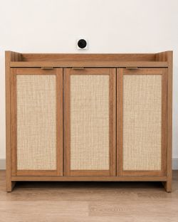 Modern Wood Shoe Cabinet with Cane Doors
