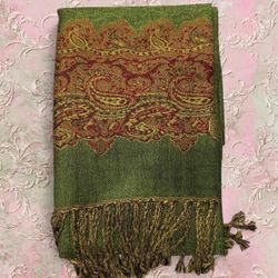 New | Olive Pashmina Shawl