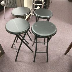 4 Black Folding Stools 