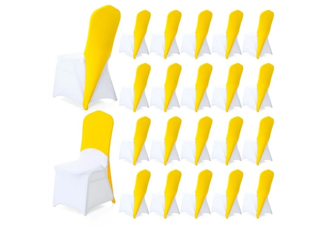 20 Pcs Chair Cap Covers Spandex Chair Hood Sash Hat Bands Folding Stretch Elastic Cover for Wedding Holidays Banquet Party Celebration (Gold)