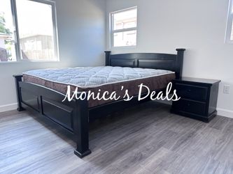 Cal King or King Solid Wood Bed With Mattress $700