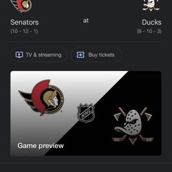 Anaheim Ducks vs Ottawa Senators 12/1 