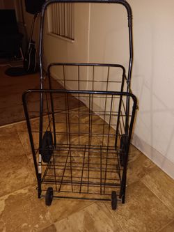 Costway Folding Shopping Cart Utility Trolley Portable For Grocery Laundry Travel Black