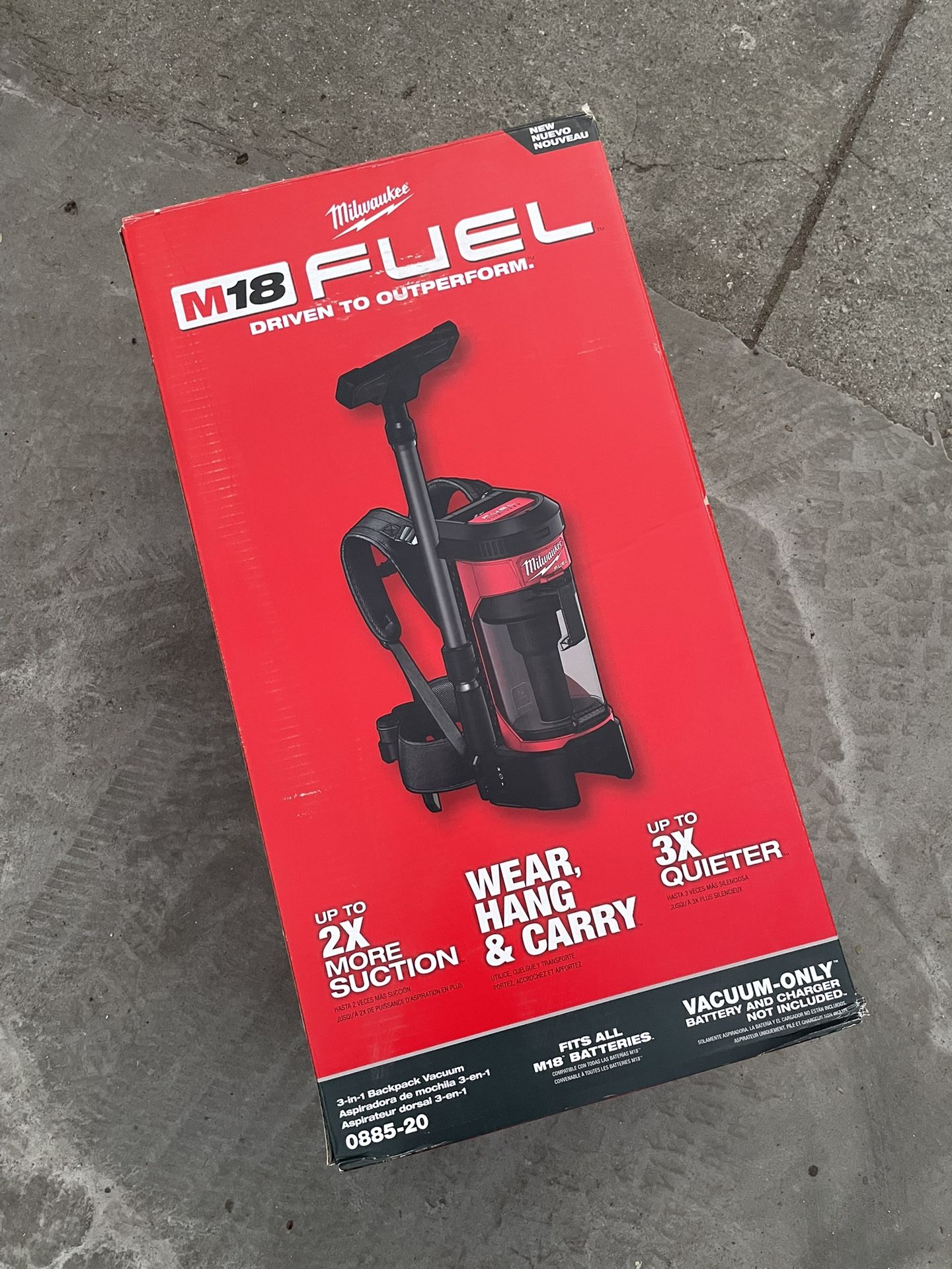 Milwaukee M18 FUEL 18-Volt Lithium-Ion Brushless 1 Gal. Cordless 3-in-1 Backpack Back Pack Vacuum (Vacuum-Only)  $179 New