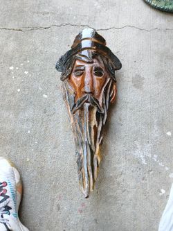 Hand-Carved Wood Spirit Face Wall Art