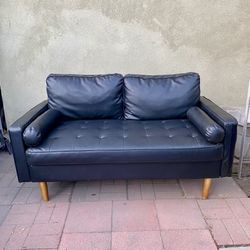 Paulson 57-7/8”  Faux Leather Mid-Century Style Square Arm Loveseat by Williston Forge