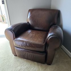 Pottery Barn Leather Recliner And Couch 