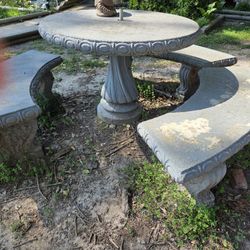 Concrete Table And Benches $200 OBO