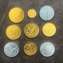 9 Vintage Readers Digest Advertising Sweepstakes Coins-25th Anniversary In GC