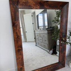 Vintage Large Heavy Solid Wood Framed Mirror 63” x 47.5”