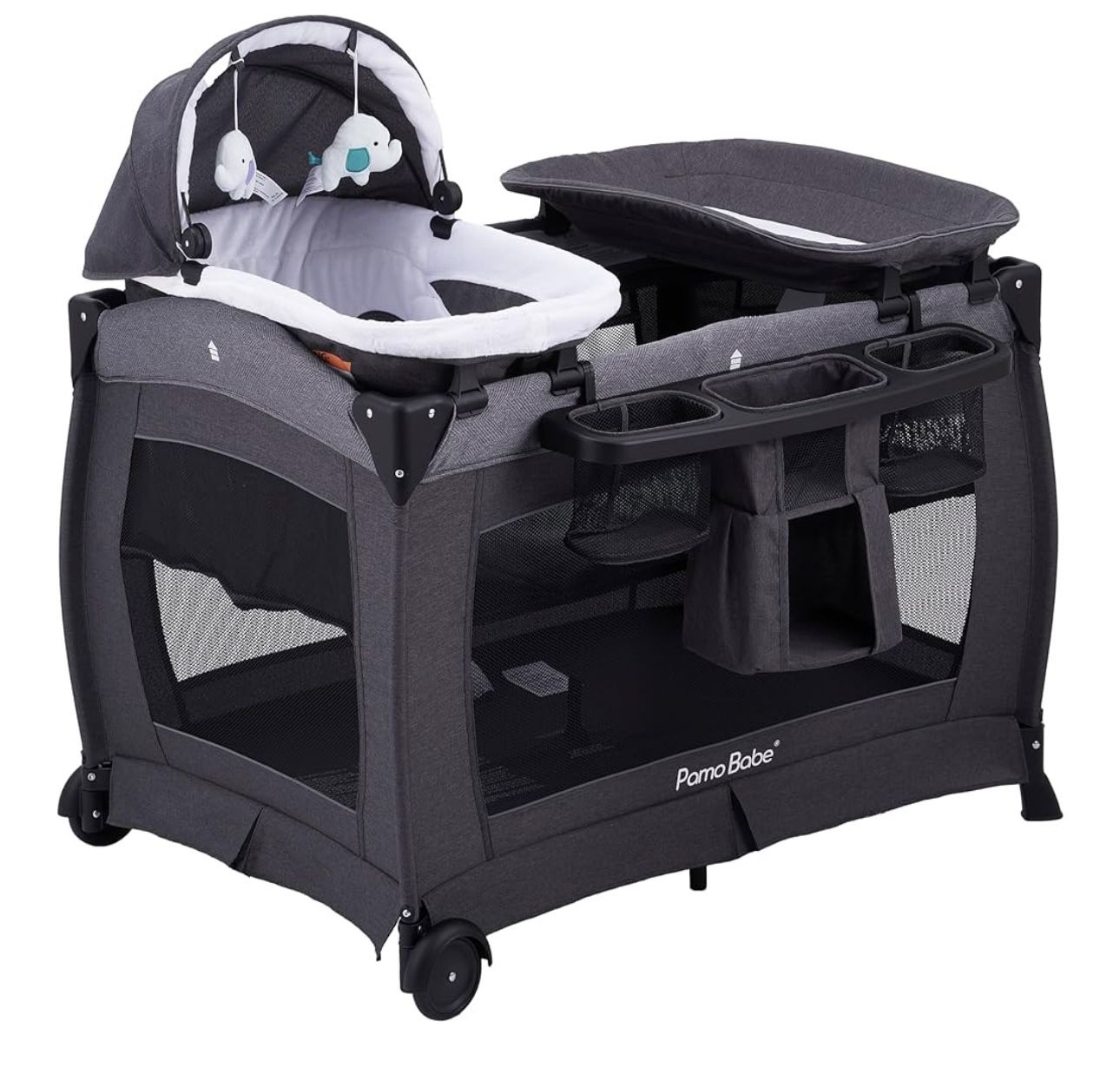Pamo Babe Portable Playpen Foldable Playard for Baby and Toddler Mattress, Changing Table for Newborn Portable Playard