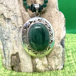 Sterling Green Stone Necklace
