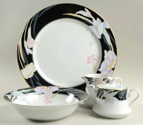 Lot Of Mikasa Charisma Black China With Seven Complete Dish Sets