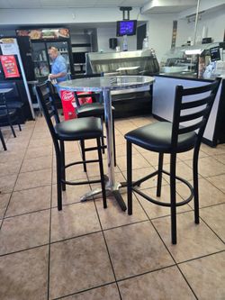 Round Bar Height Table with 3 Stools