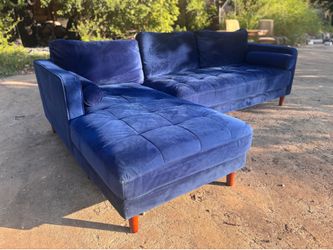 *FREE DELIVERY* Royal Blue Article Sven Velvet Sectional