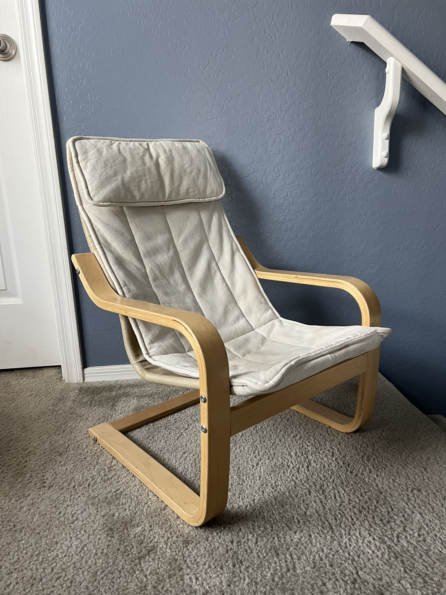 IKEA Poang Kid's Child Armchair Chair Birch Veneer Beige Cushion
