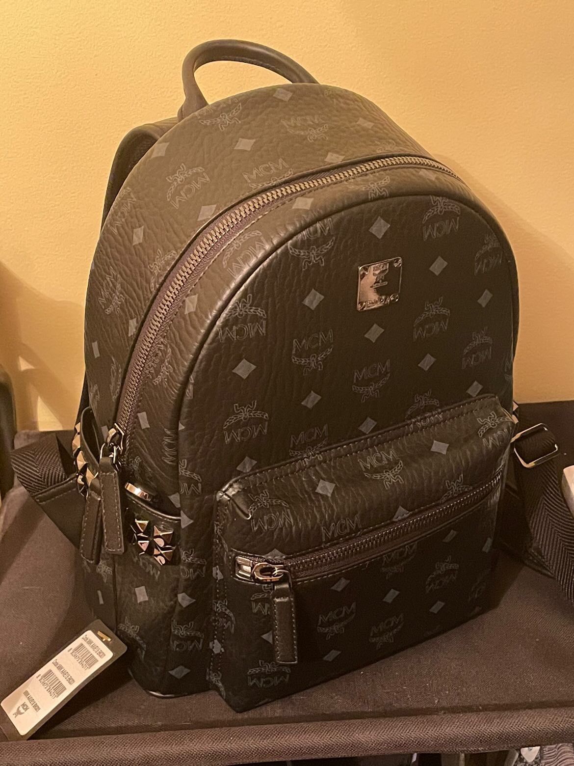 MCM Black Studded Backpack