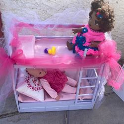 Baby Doll Bunk Bed 2 Dolls Included Plus Accessories