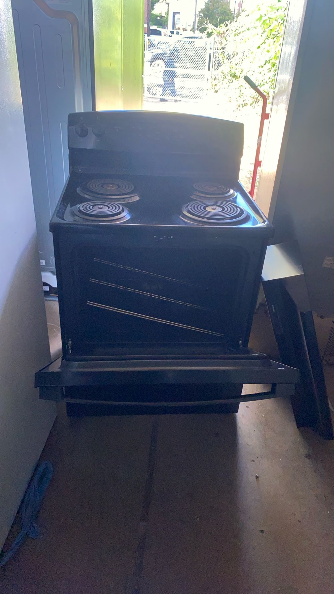 Black electric stove