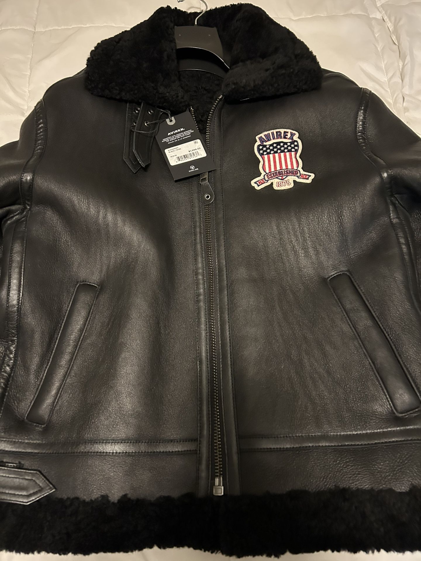 Avirex Leather Shearling Icon Jacket Size Medium