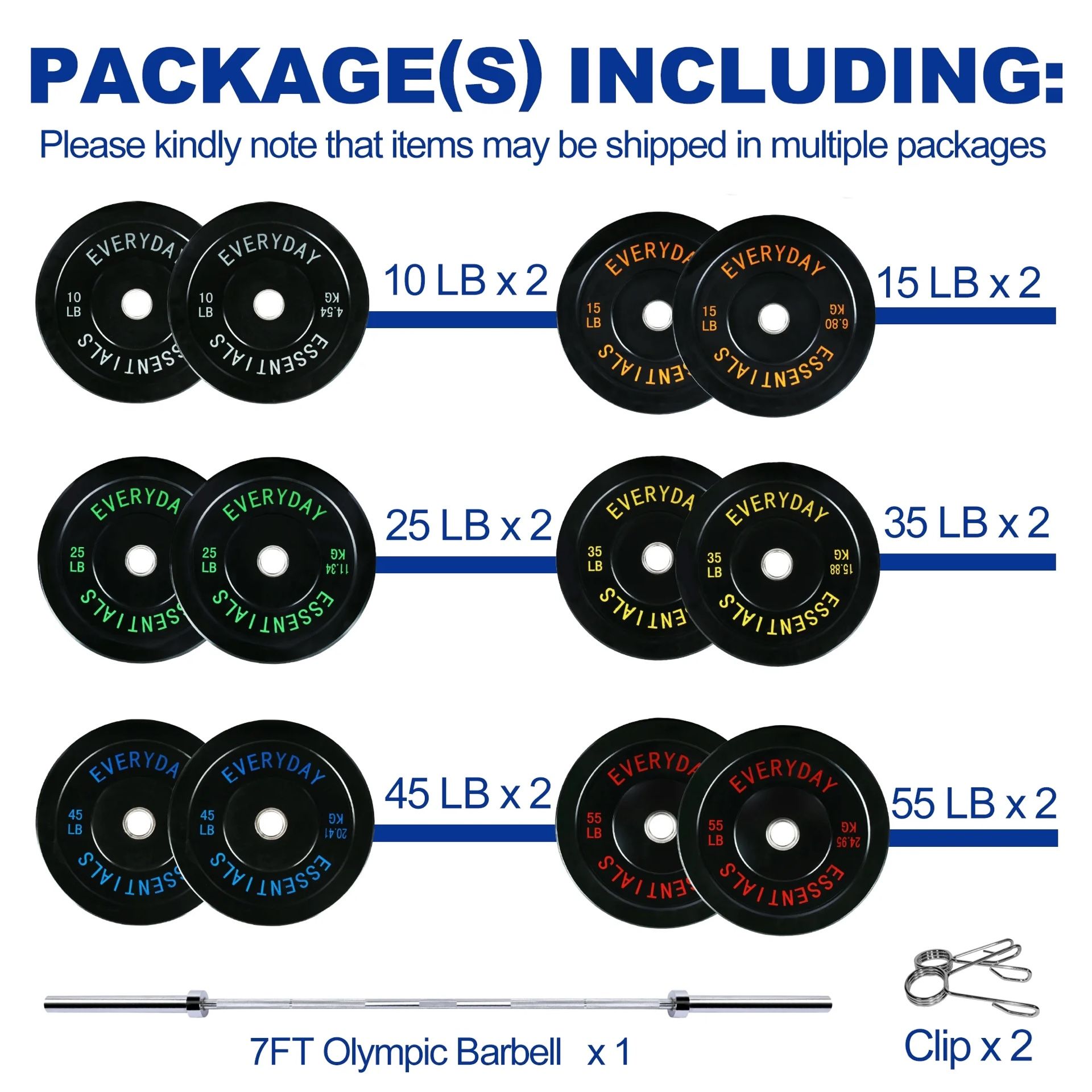 415lb Unused Olympic Bumper Plates and Bar