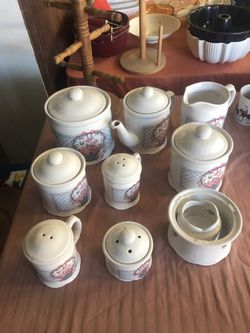 9pc. Canister, Tea Pot and Pitcher Set