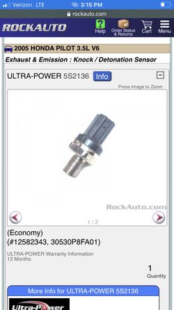Honda Pilot 2005 KNOCK SENSOR brand new!