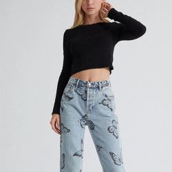Pacsun Eco Butterfly High Waisted Straight Leg Jeans