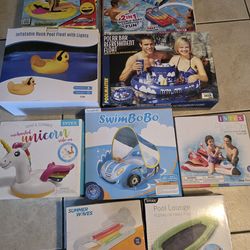 Pool floating s and back yard slip and slides