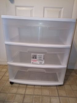 Sterilite 3 Drawer Wide Storage Cart