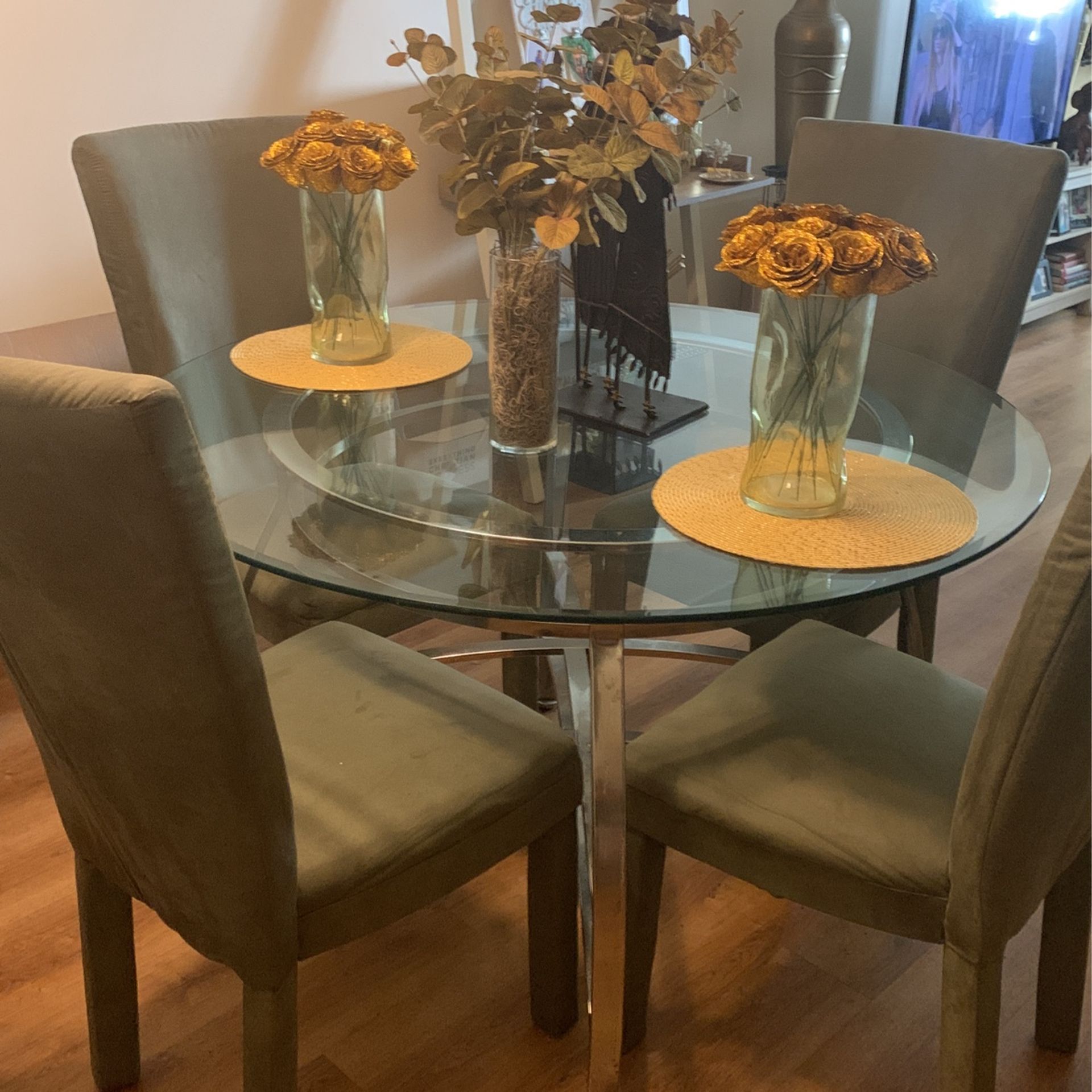 Glass Dining Table With Four Chairs 