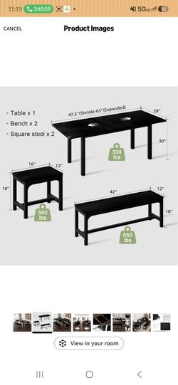 New inbox, table and chairs