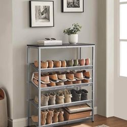 5-Tier Shoe Storage, Adjustable Mesh Shelves