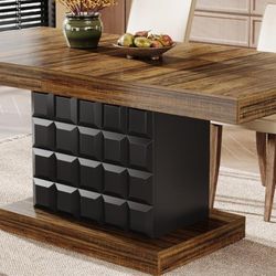Tribesigns 63'' Rectangular Wooden Dining Table Brown and Black for 4-6