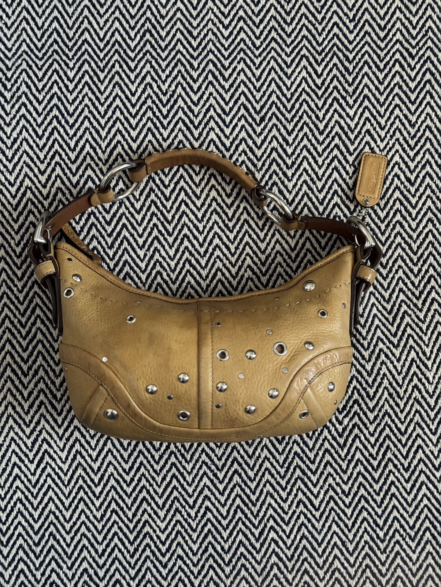 Coach Leather Studded Hobo Shoulder Bag