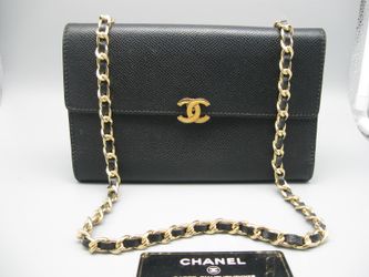 Chanel Black Saffiano Leather CC Logo Large Flap Bag Wallet