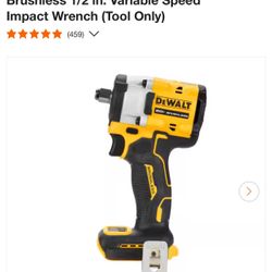 DEWALT ATOMIC 20V MAX Cordless Brushless 1/2 in. Variable Speed Impact Wrench (Tool Only