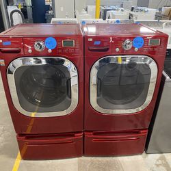 Washer And Dryer Front loader Set (Red)