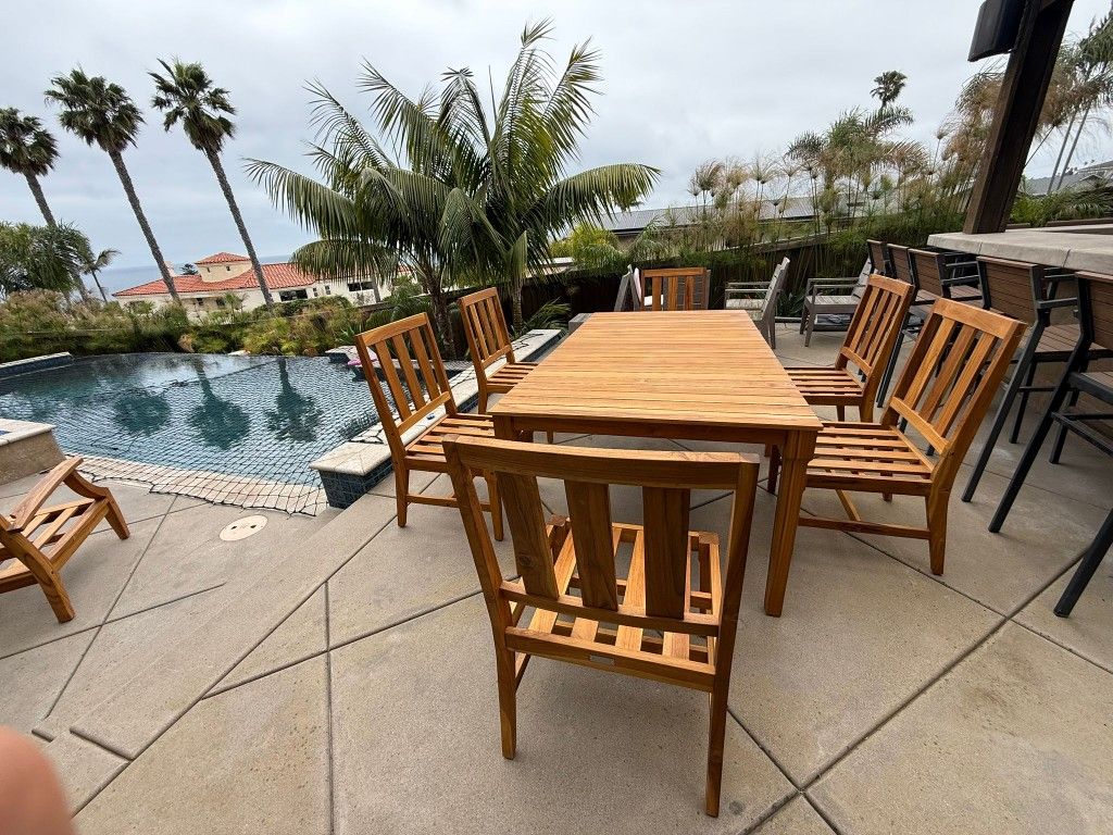 New TEAK Outdoor Patio Wood Furniture Lounge Sunbrella Sectional