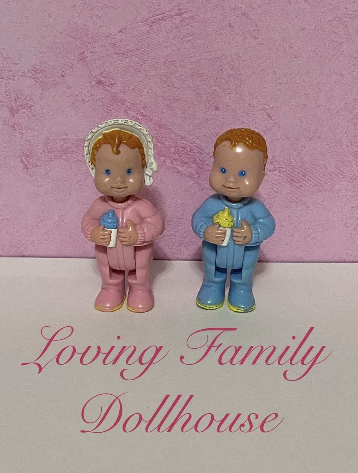 Vintage Fisher Price Dream Dollhouse Twins Baby Girl Baby Boy Doll Figures
