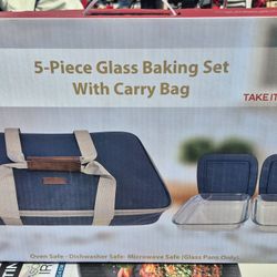 5pc Glass Baking Set With Carry Bag