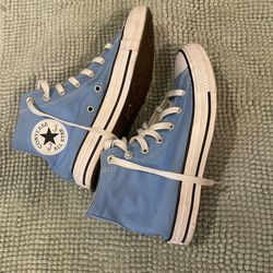 Baby Blue Converse high top trainers, Size US 7.5