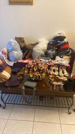 Shoes boots pants shorts pillows cases curtains handbags ladies wallets dresses skirts etc etc some new all good condition one dollar or less