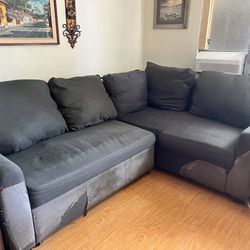 2-Piece L-Shaped Sectional/ pull-out sleeper sofa with power sockets