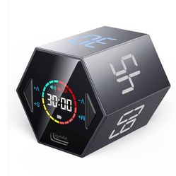 Pomodoro Timer Cube, Hexagon Productivity Timer, Pause & Resume, Silent, Vibrate & Adjustable Sound Alert, for ADHD, Task, Work, Study, 5/15/25/30/45/