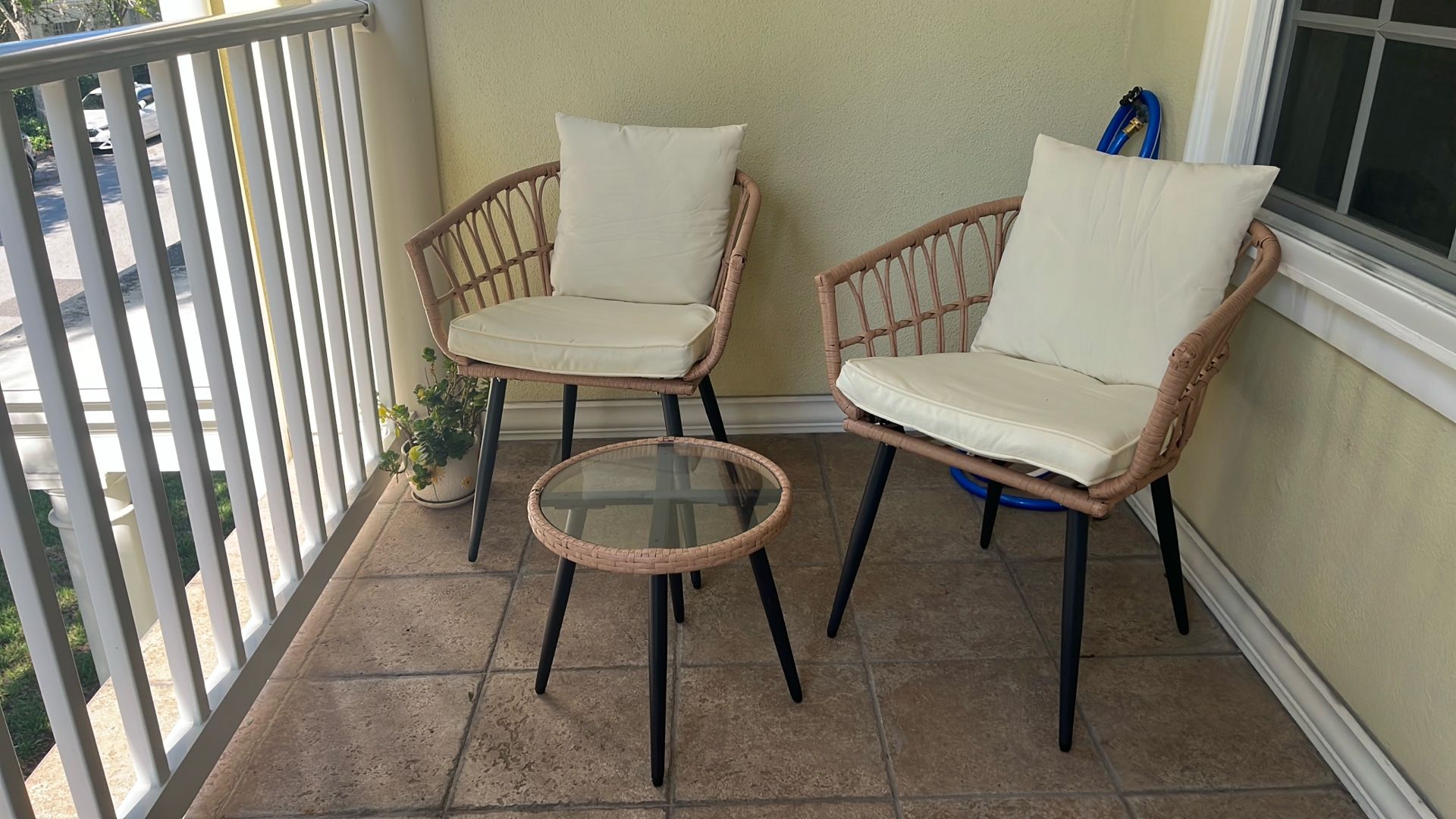 Outdoor 2 Chairs And Small Table Set