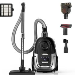 40KPa Bagless Canister Vacuum Cleaner, Powerful Suction, Lightweight, Auto Cord Rewind, HEPA Filter, Corded Vacuum for Floors, Carpets, Pet Hair in Ho